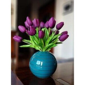New 20pcs Purple Flowers Artificial Tulip Silk Fake Flowers 13.5" for Mother Day